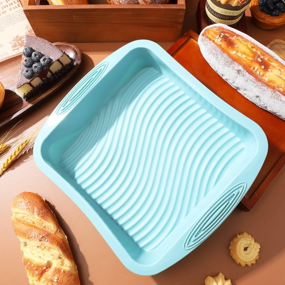 KONTONTY Square Silicone Cake Pan for Baking Perfect Toast Bread and Brownies in Sky Blue