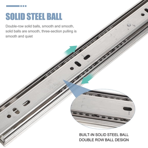 KONTONTY Drawer Slides Replacement Silver Stainless Steel 1 Pair