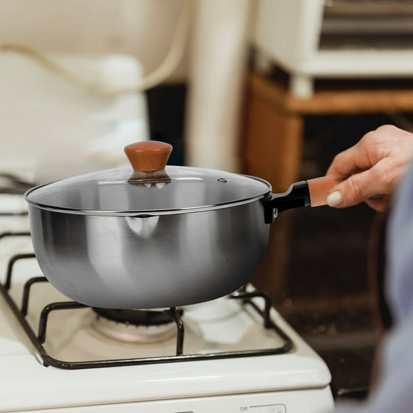 KONTONTY Stainless Steel Cooking Pot for Kitchen Use Silver Color Simple Design Practical Fast Heat Conduction 1Pc