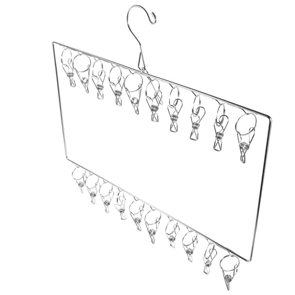 KONTONTY Stainless Steel Dryer Rack with Clips for Home Use Plated Silver Clothes Hanger