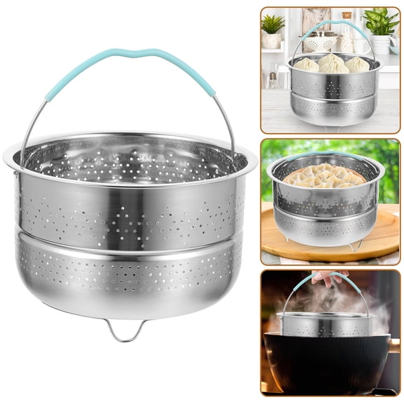 KONTONTY Stainless Steel Steamer Basket with Handle for Even Steam Circulation and Efficient Cooking