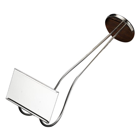 KONTONTY Stainless Steel Table Card Holder for Restaurant Use Silver Round Base Memos Clip 70 mm