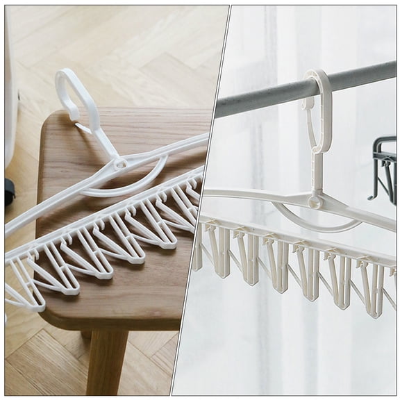 KONTONTY Sturdy White Sock Drying Rack with Clips for Clothes Organizer Suitable for Underwear Socks 2Pcs