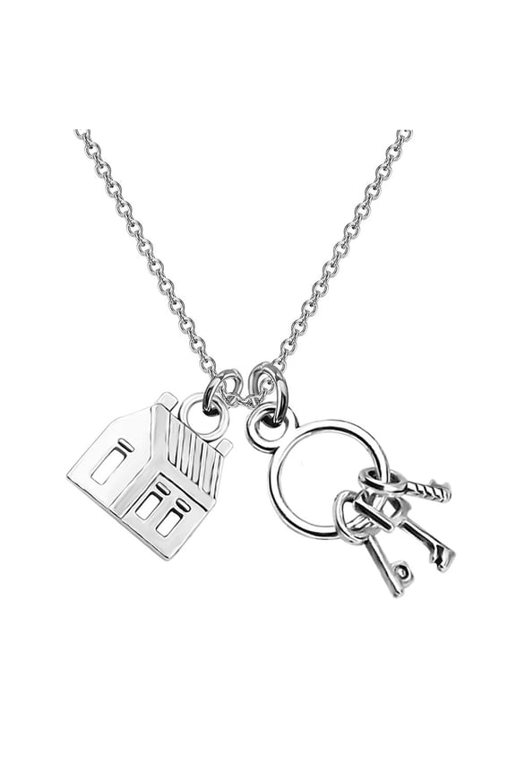 Chic Alloy Necklace Sweater Chain with House and Key Charm for Daily Use