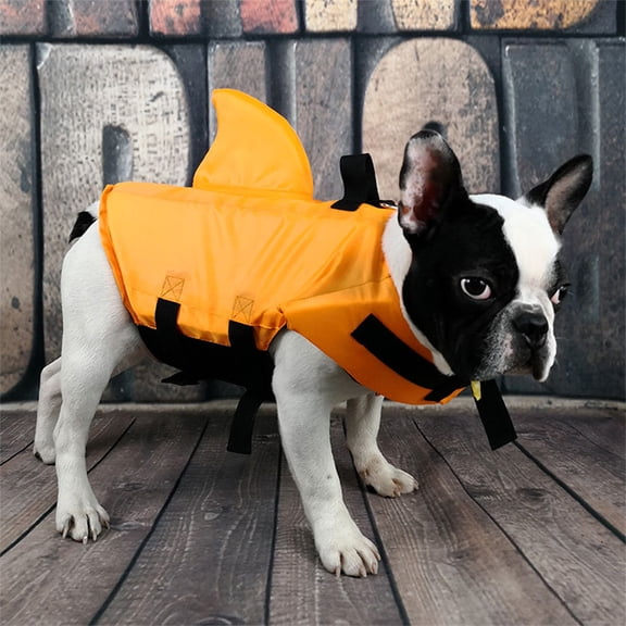 KONTONTY Stylish Orange Dog Swimwear with Shark Fin for Easy Visibility in Lakes and Oceans