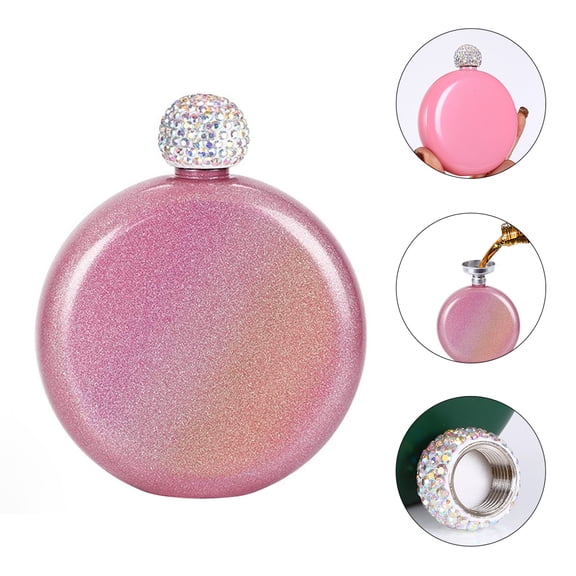 KONTONTY Pink Stainless Steel Wine Flask Lightweight Sealed Liquor Container