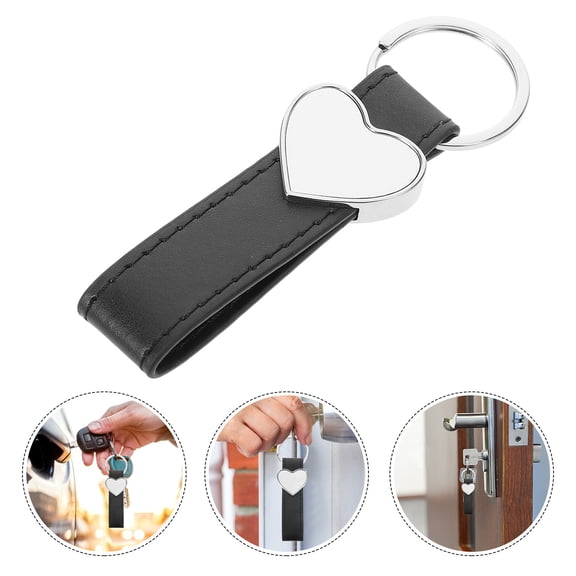 KONTONTY Sublimation Blank Keyring 1Set PU for DIY Craft and Personalization