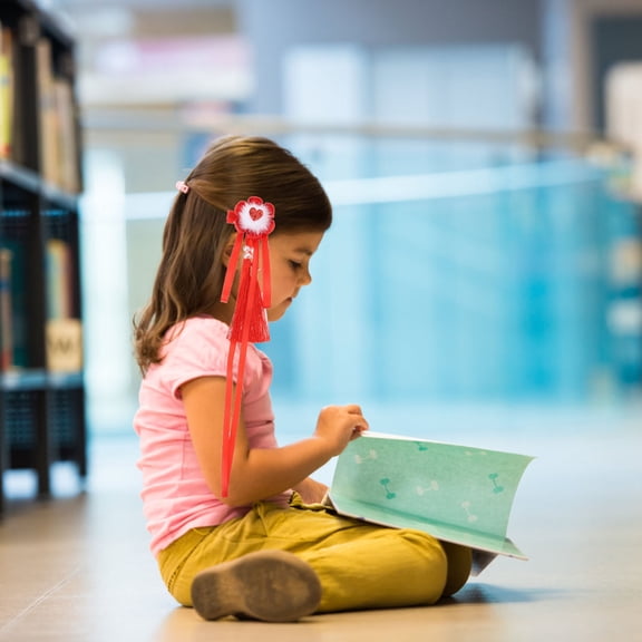 KONTONTY Tassel Hair Clip 1 Pair Red Vintage Hair Accessory for Young Women During New Year