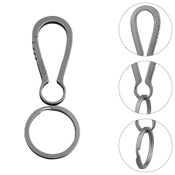 KONTONTY Mens Keychains Grey Titanium Alloy Carabiner Key Ring Easy to Carry for Keys