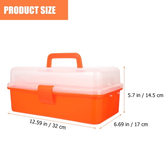 KONTONTY Multi-Function Tool Box with Wear-Resistant Orange PP Material Convenient Storage Case for Household Use