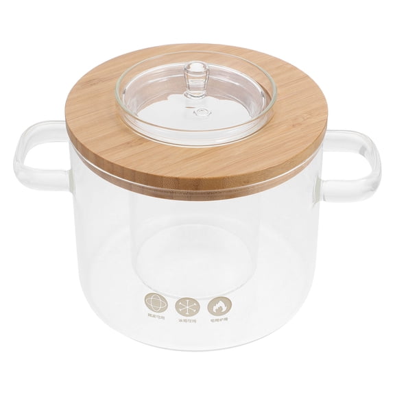 KONTONTY Transparent Glass Stew Pot with Lid and Double Handles for Stove Use