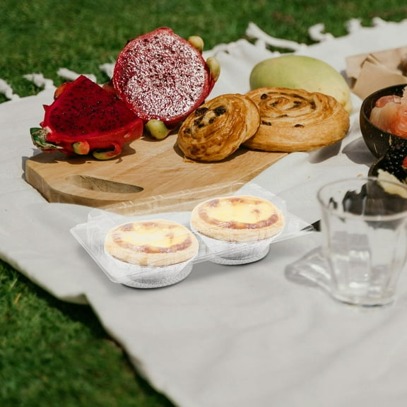 KONTONTY Transparent PET Dessert Containers for Home with Large Capacity 100pcs Clear Treat Boxes for Parties and Picnics