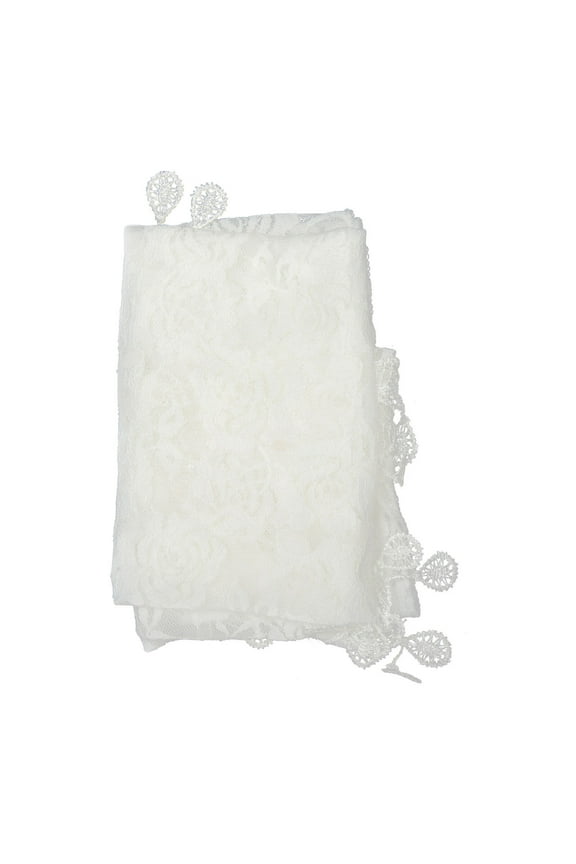 Triangle Mantilla Veil White Lace Scarf Shawl Polyester Accessory for Feminine Neck and Outfit Decor