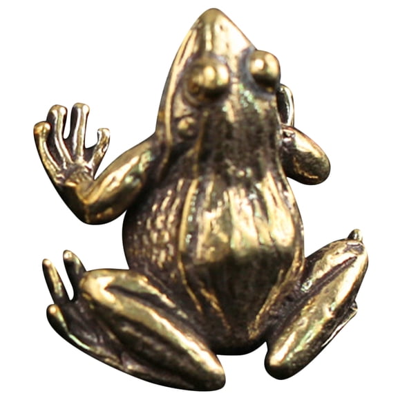 KONTONTY Mini Brass Frog Figurine Vintage Style Decorative Statue for Home Office Garden 1 Piece