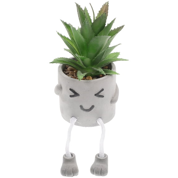 KONTONTY Realistic Faux Bonsai Plant in Grey Cement Pot, Lifelike Artificial Tree Ornament for Home and Office Decor