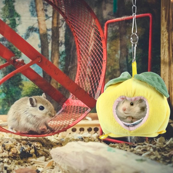 KONTONTY Yellow Cotton Hamster Bed Nest Warm Sleeping Hammock for Home Cage Pet House