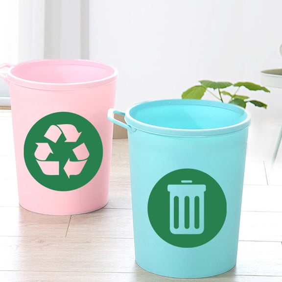 KONTONTY 2Pcs Green Trash Recycling Decal PVC Waterproof Adhesive Trash Can Label for Waste Sorting