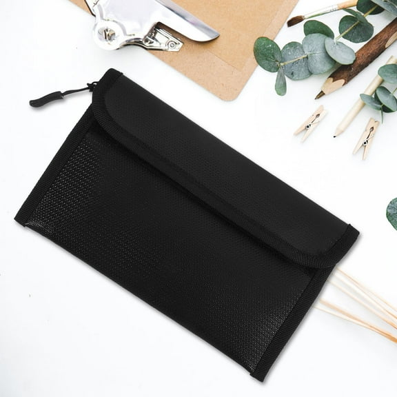KONTONTY Storage Document Bag Fireproof Wallet Black Professional 1Pack
