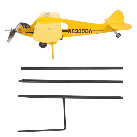KONTONTY Outdoor Yellow Metal Weather Vane Airplane Design for Garden Patio