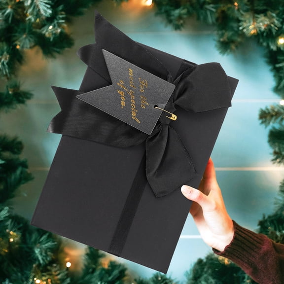 KONTONTY High Grade Black Wedding Candy Boxes with Bowknot for Treat Packaging