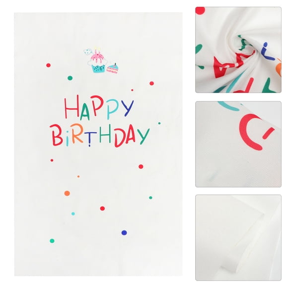 KONTONTY Simple White Birthday Backdrop Polyester Material Perfect for Birthday Party Decor