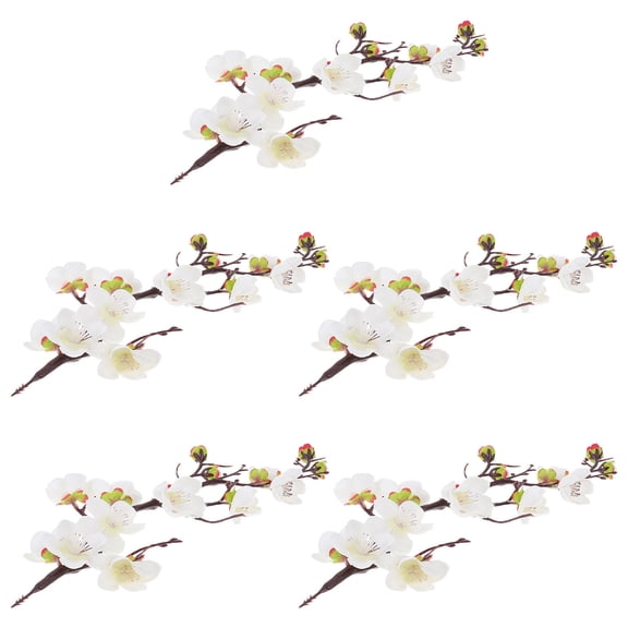 KONTONTY White Fake Wintersweet Flowers for Home Decoration Made of Premium Synthetic Material 5 Pcs