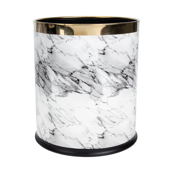 KONTONTY Plastic Marbling Garbage Can with Compact Design and Stable Base for Everyday Use