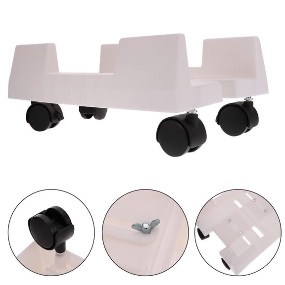 KONTONTY Computer Tower Stand White Plastic Mobile CPU Stand with Reinforced Shelves