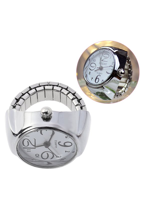 White Couple Ring Watch Stylish for Decoration with Clear Big Numbers