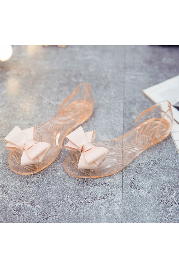 Women's Clear Jelly Sandals with Bow, PVC Beach Shoes, 1 Pair for Wear