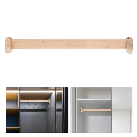 KONTONTY Wooden Closet Rod for Hanging Clothes 40 to 50CM Heavy Duty 2 Ends Clothes Pole Support Dowel
