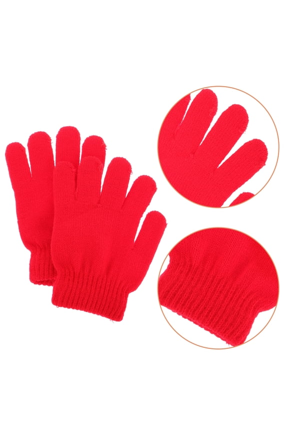 Writing Gloves 1 Pair Red Casual Five Fingers for Girls School Bus Waiting Autumn and Winter