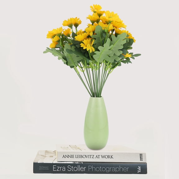 KONTONTY Realistic Flowers Fake Bouquet Yellow Plastic 3Pcs