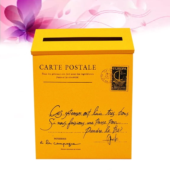 KONTONTY Premium Iron Yellow Post Box Mailbox Vintage Style Photo Prop