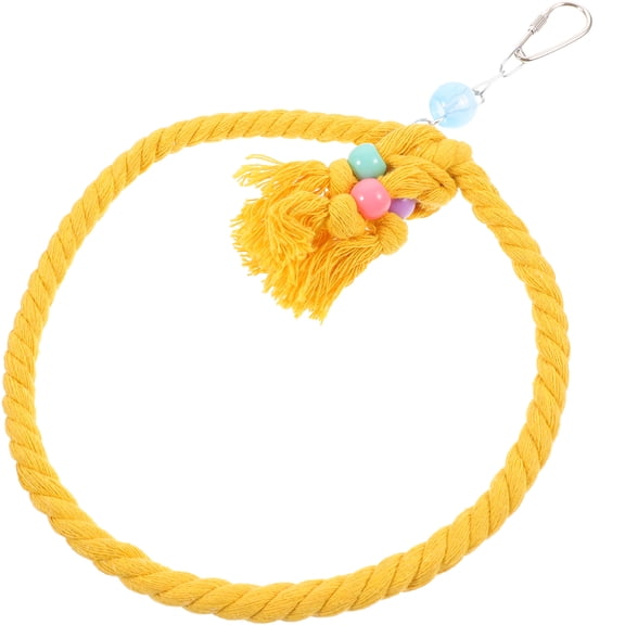 KONTONTY Yellow Parakeet Rope Swing Durable Bird Cage Accessory with Stable Clips for Parrot Perch