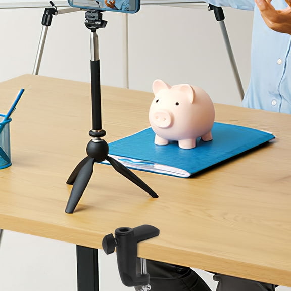 KONTONTY Versatile Black Desk Clamp, Aluminum and Iron, Adjustable for Comfortable Viewing