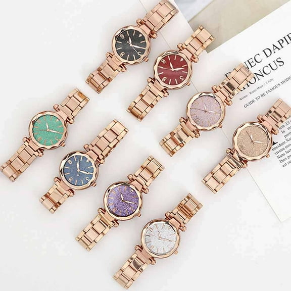 KONTONTY Female Watch Fashion Watches Stainless Steel Pink 1Pack