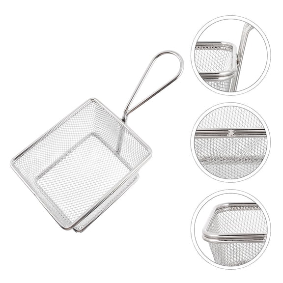 KONTONTY fryer basket Frying Basket Silver Stainless Steel 1Pcs