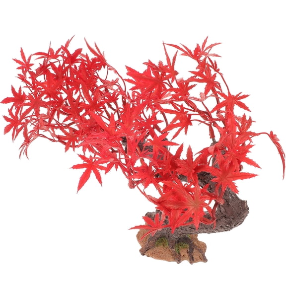 KONTONTY Red Decorative Artificial Tree for Tabletop, Bonsai Style Home and Office Decoration