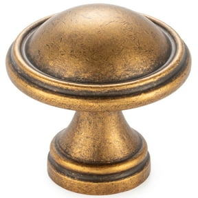 KOOFIZO 10 Pack Classical Cabinet Knob - Antique Brass Pull Handle (Dia.32mm / 1.26 Inch)