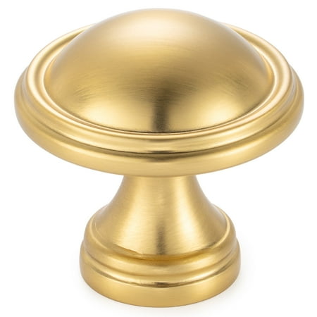 KOOFIZO 10 Pack Classical Cabinet Knob - Brushed Gold Pull Handle (Dia.32mm / 1.26 Inch)