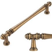 KOOFIZO 10 Pack Classical Cabinet Pull - Antique Brass Furniture Handle, 6.3 Inch/160mm Screw Spacing