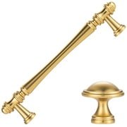 KOOFIZO 10 Pack Classical Cabinet Pull - Brushed Gold Furniture Handle, 5 Inch/128mm Screw Spacing