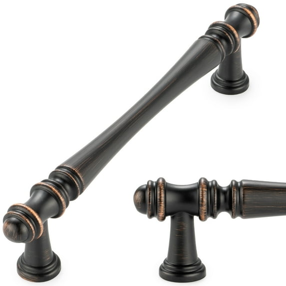 KOOFIZO 10 Pack Classical Cabinet Pull - Oil Rubbed Bronze Furniture Handle, 5 Inch/128mm Screw Spacing