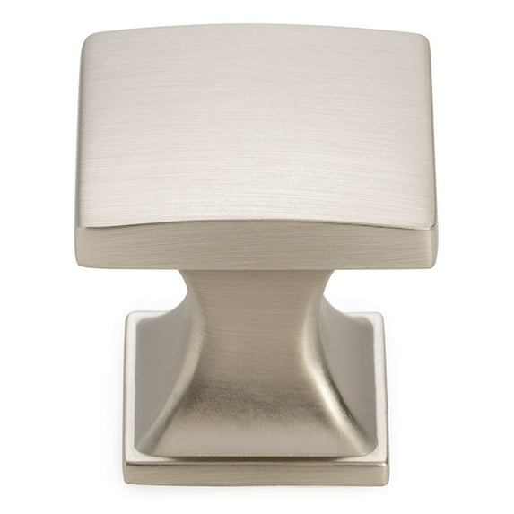 KOOFIZO 10 Pack Curved Square Top Cabinet Knob - Brushed Nickel Pull Handle (25mm / 0.98 Inch)