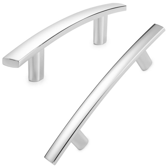 KOOFIZO 10 Pack Solid Curved Bar Cabinet Pull - Chrome Furniture Arch Handle, 3 Inch/76mm Screw Spacing