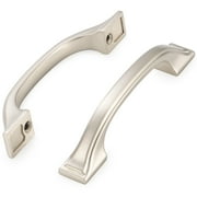 KOOFIZO 10 Pack Square Foot Craftsman Cabinet Bow Pull - Brushed Nickel Furniture Handle, 3 Inch/76mm Screw Spacing