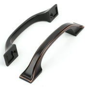 KOOFIZO 10 Pack Square Foot Craftsman Cabinet Bow Pull - Oil Rubbed Bronze Furniture Handle, 3 Inch/76mm Screw Spacing