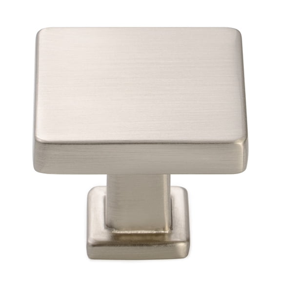KOOFIZO 10 Pack Square Top & Base Cabinet Knob - Brushed Nickel Pull Handle (30mm / 1.2 Inch)