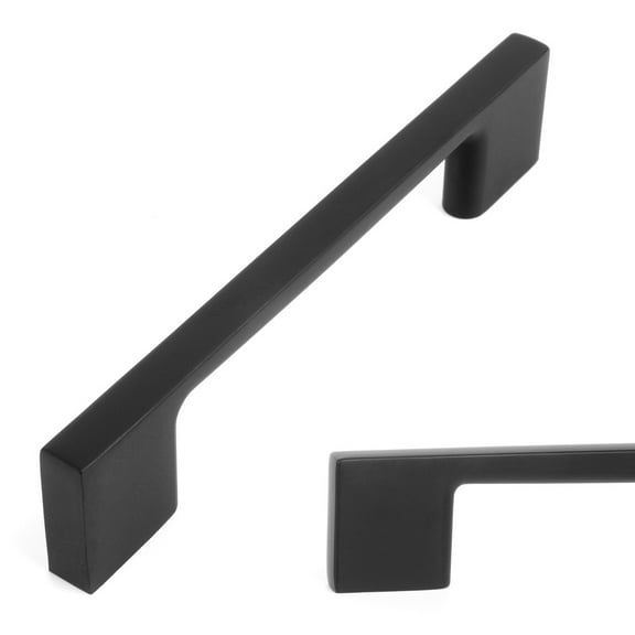 KOOFIZO 10 Pack Wide Foot Cabinet Bar Pull - Black Modern Solid Handle, 3.8 Inch/96mm Screw Spacing